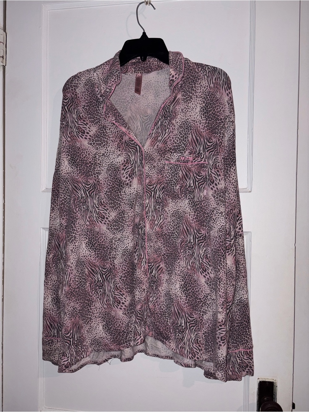 Womens skims Pink Animal Print Button-Up Top xl